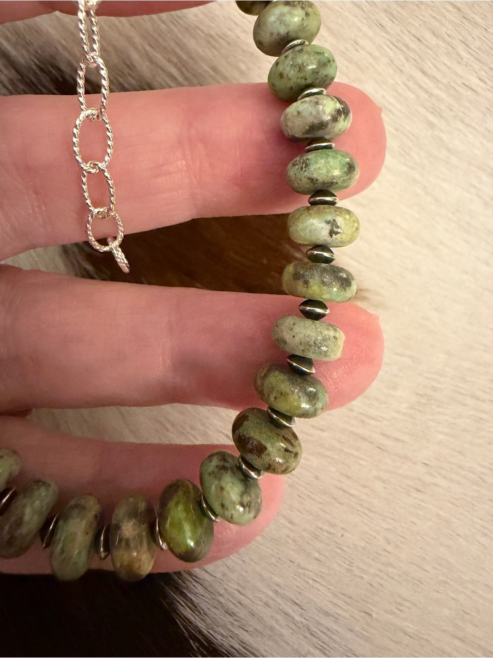 ❤️ 925 Desert Pearls & Saucers Cerrillos Green Turquoise Bracelet Unisex 7+2”L - Picture 9 of 13